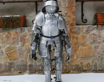 Kinder Mittelalter Ritter Rüstung Anzug | Ganzkörper-Stahlkostüm für Kinder | Tragbare Rüstung für Cosplay, LARP, Halloween, Rollenspiel Outfit
