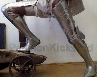 Gothic Knight Leg Armor Set | Medieval Steel Plated Cuisses And Sabatons |  Armor For Fantasy Warriors, Reenactment And LARP Costumes