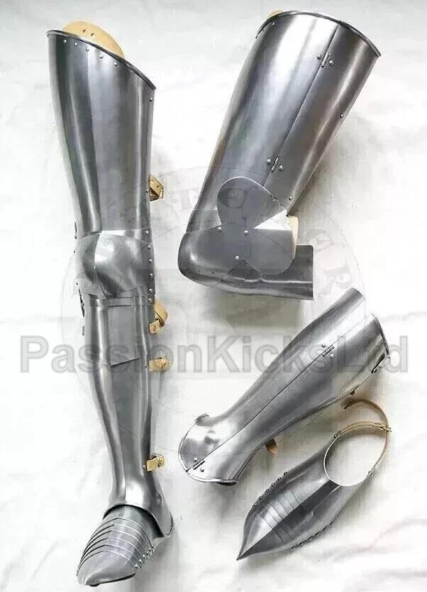 Medieval Full Leg Armor Set With Sabatons | Steel Cuisse, Greaves And Sabatons | Knight LARP And Reenactment Leg Armor  | Cosplay Leg Armor