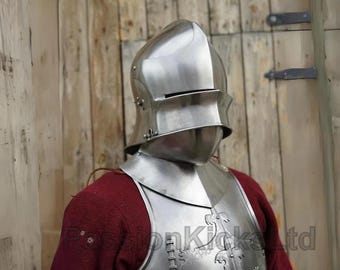 Medieval Sallet Helmet Helmet | Knight Armor Helmet For LARP, SCA And Reenactment | Hand-Forged Steel Costume Armor Helmet With Bevor