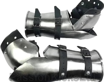 LARP Medieval Arm Armor Steel Bracers With Elbow Caps | Cosplay Costume Arm Guard | Functional Steel Arm Protection For Cosplay, Costumes