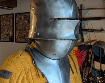 Deutscher Schallerhelm Mit Vor | 15th Century Mittelalter Ritter Gefechts Panzerhelm | LARP handgeschmiedeter Stahl Schaller Helm | Cosplay Helm
