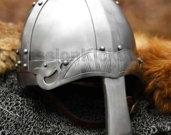 Casco Normando Nasal LARP / Casco auténtico para disfraz de batalla / Casco Normando de acero para recreación / Casco con armadura para disfraz de Halloween