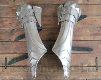 Medieval Fantasy Arm Bracers With Fluted Design | Pair Of Steel Vambrace For Reenactment | LARP Gothic Warrior Cosplay Costumes Bracers