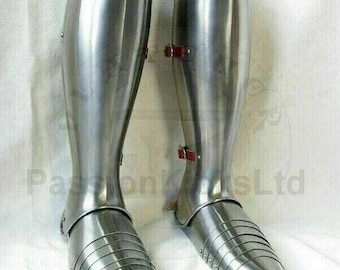 Medieval Knight Steel Greaves And Sabatons | Hand-Forged Leg Armor And Pair Of Sabatons For LARP And Reenactment | Gothic Warrior Leg Armor