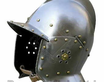 Medieval Burgonet Helmet | Hand Forged Authentic Knight Armor Helmet For LARP | Reenactment Warrior Helmet | Cosplay Armor Helmet