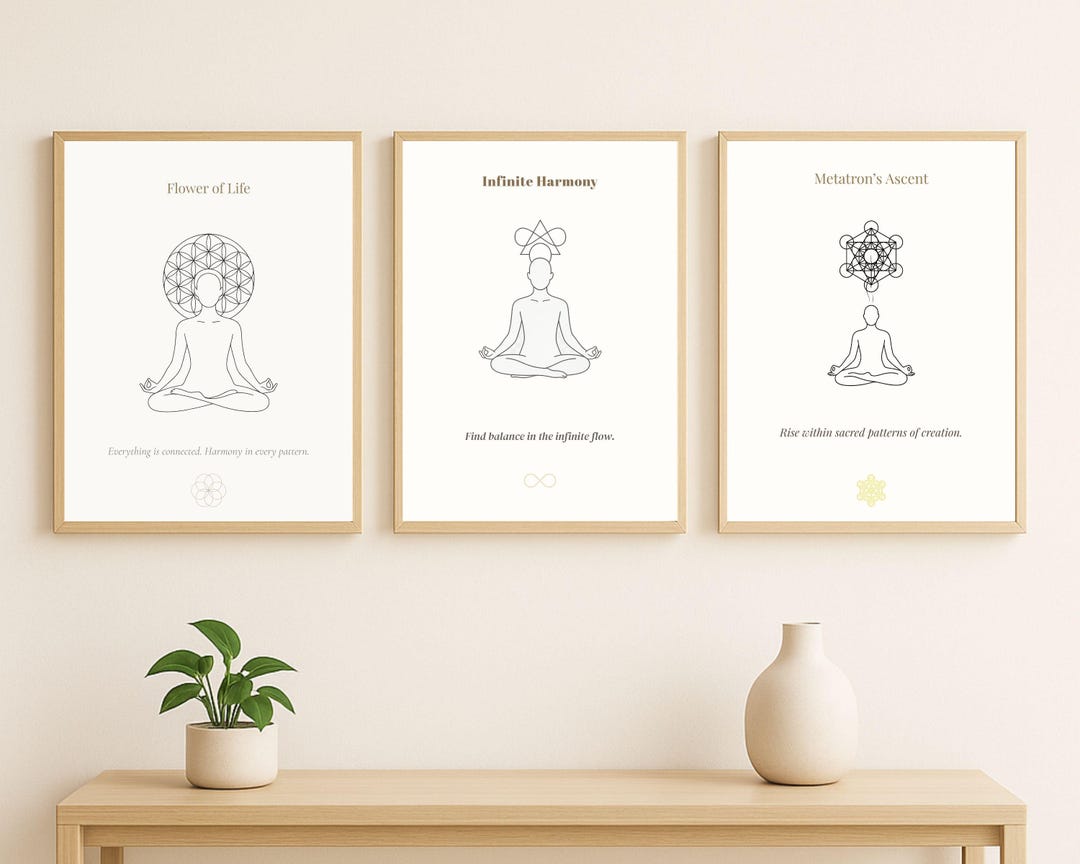 Sacred Geometry Wall Art Set Printable, Flower of Life Poster Bundle ...