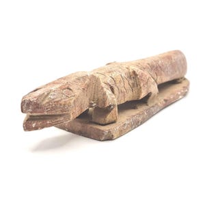 Hand Carved Crocodile Figurines: Rustic Tribal Decor, Set of 2