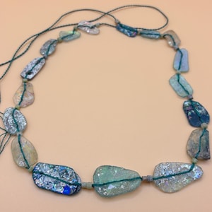 Ancient Roman Glass Necklace: Iridescent Relic Shards, 2nd-4th Century. ONLY 1 LEFT.