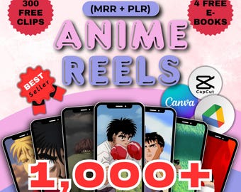 Viral Anime Reels: 1,000+ Bundle, MRR Anime Edit Pack, Faceless Shorts for TikTok, YouTube, Instagram, Social Media Content Digital Download