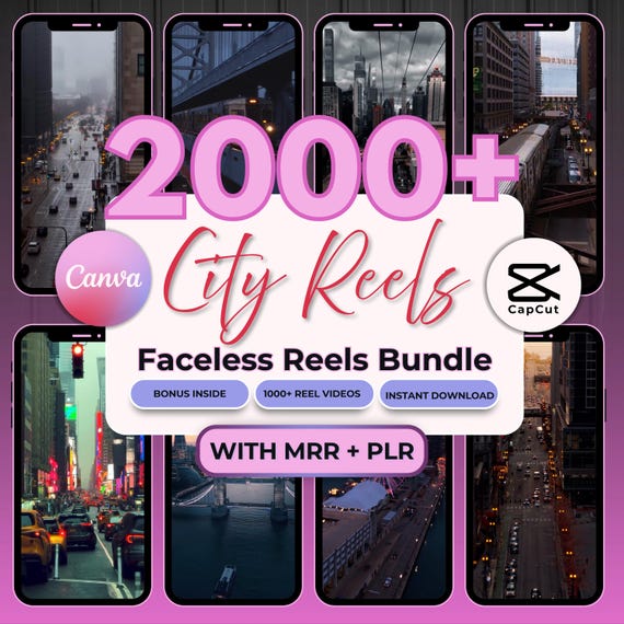 2,000+ City Reels Bundle, Faceless Urban Clips (MRR & PLR)