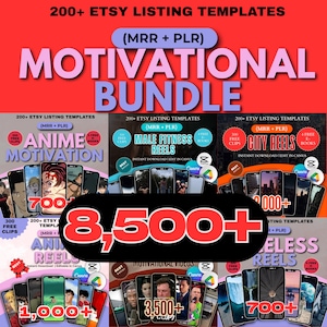 Motivational Reels Bundle: 8,500+ Viral Faceless Video Content, MRR PLR Social Media Shorts, TikTok Edits, YouTube, Digital Download Pack.