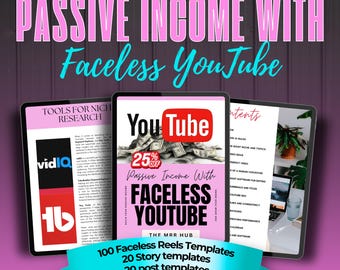 Passive Income With Faceless YouTube Guide, Editable Digital PDF with MRR PLR, YouTube Strategy for Creators, Content Creation Guide