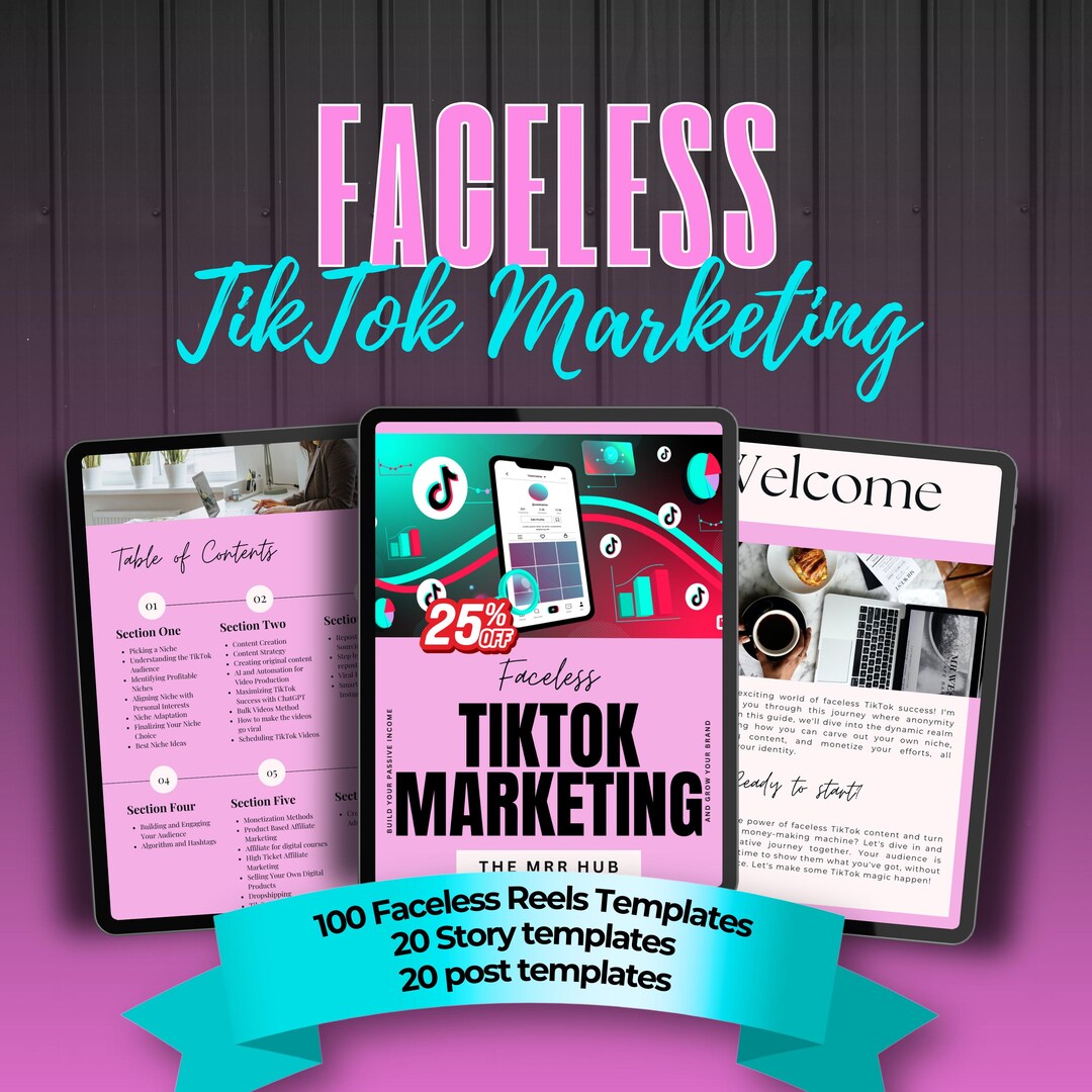 Faceless Tiktok Marketing Guide, Editable Digital PDF With MRR PLR ...