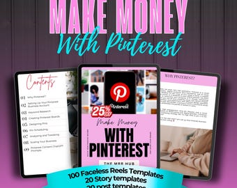 Make Passive Income on Pinterest Guide, Editable Digital PDF with MRR PLR, Pinterest Strategy for Creators, Faceless Marketing