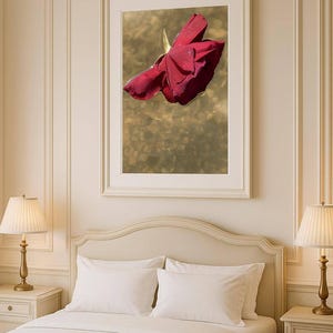 Red Rose Floating in Water - Romantic Botanical Wall Art, Digital Download Print, Floral Nature Photography for Bedroom, Zen Home Decor