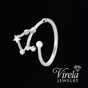 Adjustable Zodiac Ring for Women Men  Astrology Gift, Horoscope Star Sign Band Gold Silver