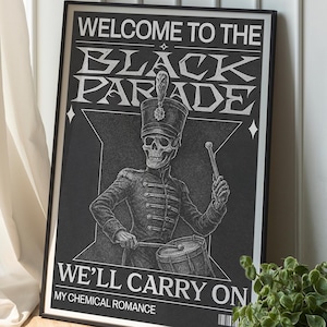 My Chemical Romance Poster - MCR Wall Art, The Black Parade Print, Emo Painting, Goth Punk Picture, Gerard Way Home Decor
