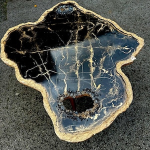 Geode-look Handmade Luxury  Epoxy Resin Tables Art Furniture Stunning Crystal-Look Epoxy Black Marble Tables High-End Geode Coffee Table