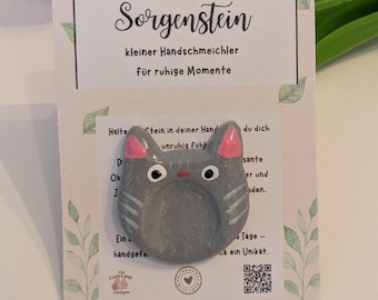 Sorgenstein Handschmeichler Katze |Polymer Clay Stressstein |strukturierte Oberfläche |versiegelt | Handgemacht |Worry Stone Katzenliebhaber