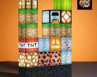 Rechargeable LED Block Night Light, Game-Inspired Desk Decor