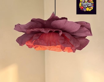 Handmade Vegan Crepe Paper Peony Lamp Shade Kit: Minimalist Floral Lighting (DIY)