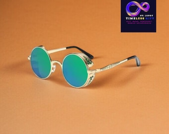 Steampunk Round Sunglasses: Gothic Punk Retro Mirror Shades