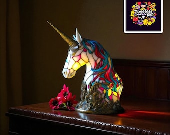 Magical Unicorn LED Lamp | Colorful Vegan Resin Night Light Minimalist