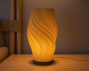 3D Printed Spiral Table Lamp | Dual Tone LED Modern Decor Lamp | Minimalist Vegan Night Light | Stylish Timeless Gift for Home