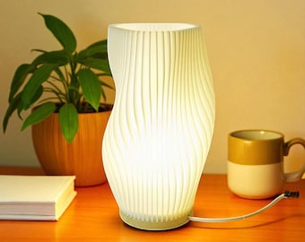 3D Pleated Table Lamp | French Cream Vegan Bedside Light