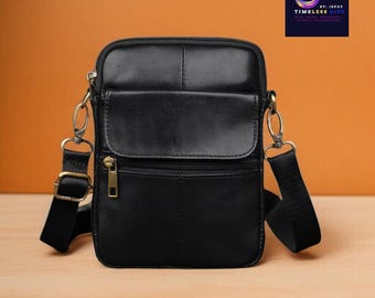 Minimalist Vegan Leather Crossbody Bag | Small Messenger Satchel | Everyday Minimal Style Purse | Timeless Travel & Casual Bag