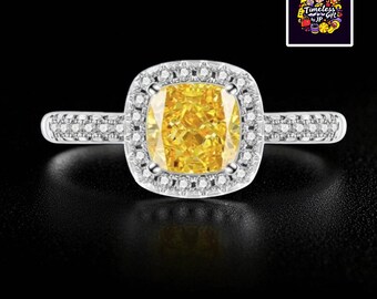 Vintage Colored Gemstone Halo Ring | Princess Cut | Vegan Jewelry | Proposal, Engagement & Wedding Ring | Minimalist Elegant Gift