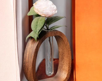 Wooden Hydroponic Planter | Rustic Plant Propagation Station