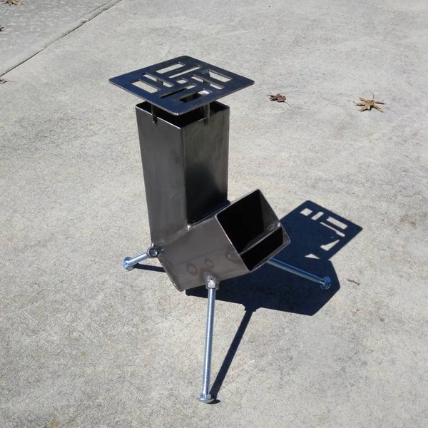 Rocket Stove Self Feeding Gravity Feed Design FREE ash rake included all welded steel construction ironoflife FREE shipping