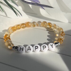 Citrino ~ Pulseira de mantra feliz
