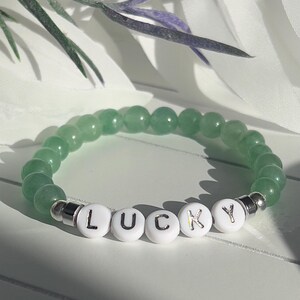 Aventurina ~ Pulseira com mantra da sorte