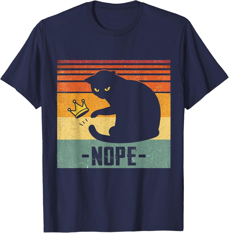 Nope Cat Shirt, Funny Black Cat Vintage Tee, Moody Cat Graphic T-Shirt, Sarcastic Pet Lover Gift, Retro Cat Mom Unisex Shirt image 3