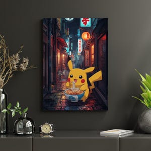 Pikachu Ramen Poster | Cute Anime Wall Art | Japanese Street Style Print