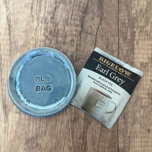 Tea Bag Holder - Old Bag - Hand Built Pottery Round Dish - Gift for Tea Lover