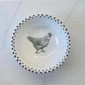 Ceramic Ring Bowl Trinket Jewelry Dish Chicken Decor