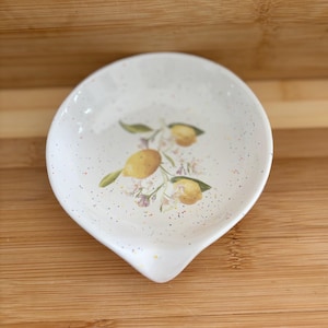 Lemon Ceramic Spoon RestKitchen Counter Saver Spoon Holder Pottery Housewarming Gift Kitchen Fruit Decor Gift for cook