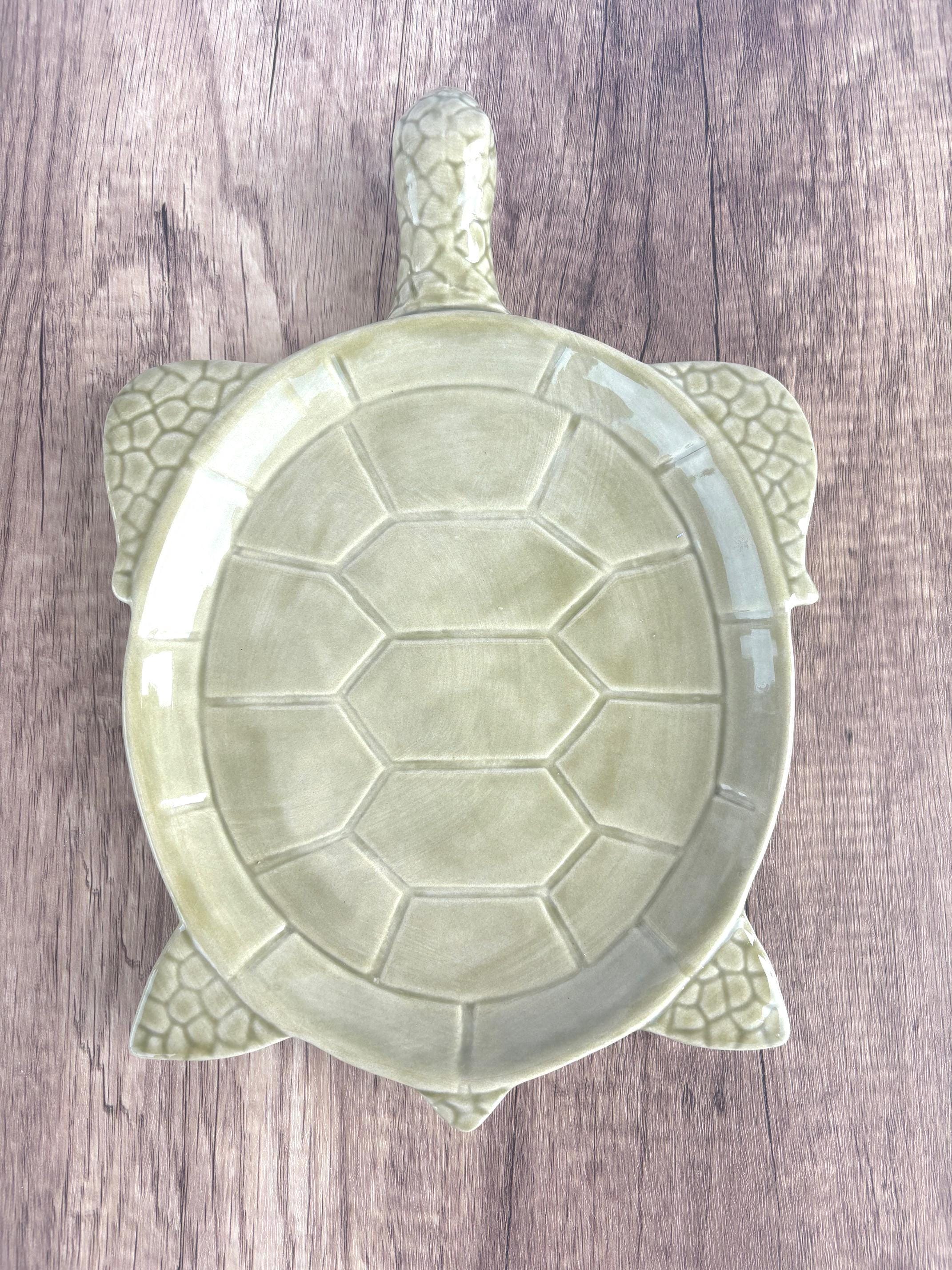Turtle Shell Plate Sea Turtle Tray - Plate Serving Platter - Beachy Ocean Ceramic Server ...