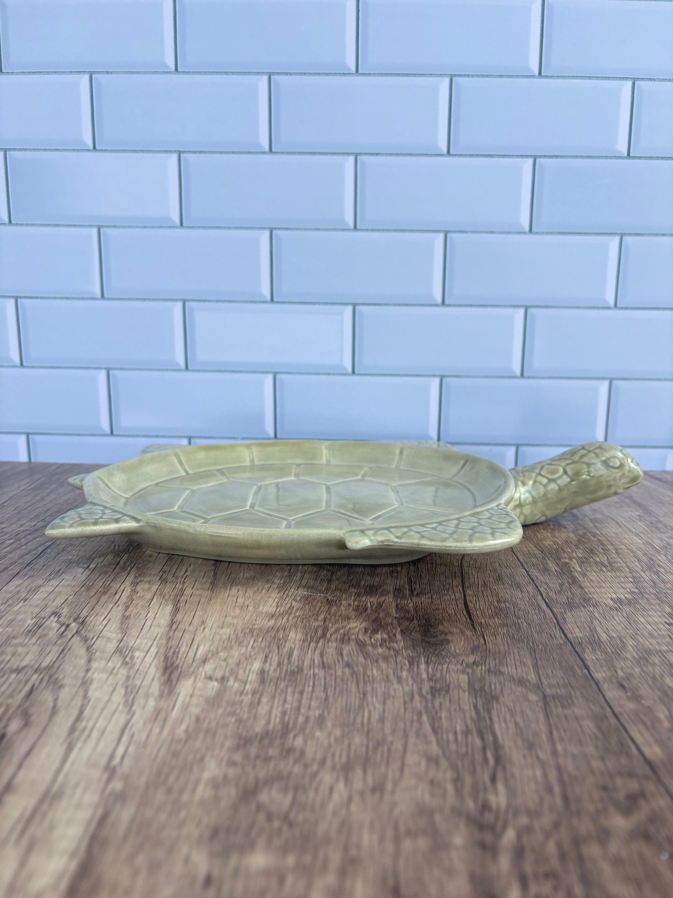 Turtle Shell Plate Sea Turtle Tray - Plate Serving Platter - Beachy Ocean Ceramic Server ...