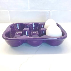 Ceramic Market Egg Crate Purple Pottery Egg Storage Holder