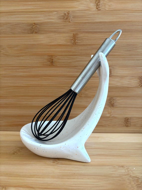 Whale Large Spoon Rest - Coastal Beach House Standing Ceramic Serving Spoon Rest Nautical Theme Gift