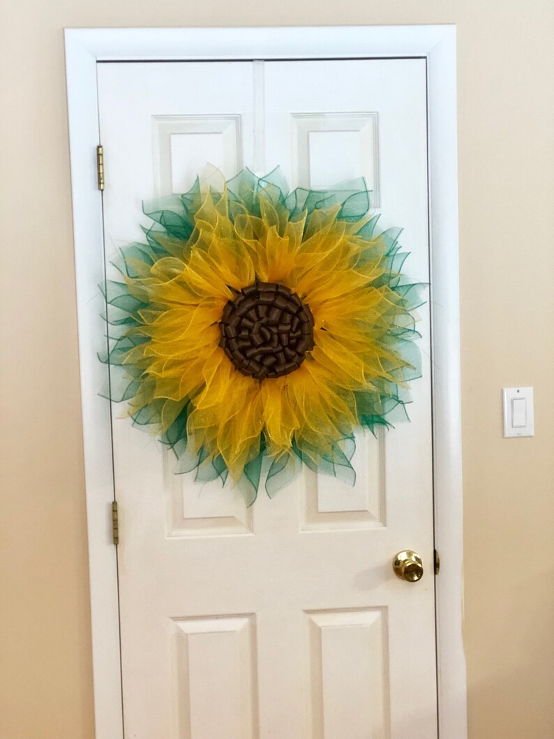 Sunflower Wreath Door Hanger Summer Yellow Flower Door Decor Etsy