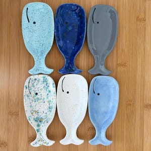 Whale Spoon Rest Small Coastal Beach House Gift Ceramic Nautical Kitchen Decor Housewarming Gift for Cook Spoon Holder