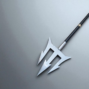 Hand Forged Aqua Men Trident Spear Replica, Premium Three Blade Odin Spear For Collecters. GIFT Spear