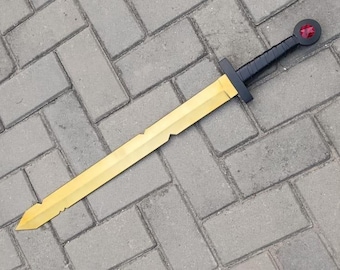 Handcrafted Finn's Scarlet golden Sword: Adventure Time Replica with Sheath