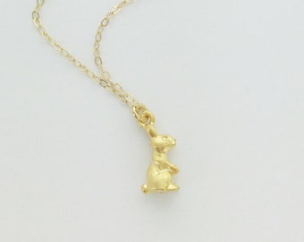 Teeny Bunny Necklace, Gold or Silver, Rabbit, Daughter Gift, Kids Necklace, Dainty Bunny, Pet Gift, Bunny Love